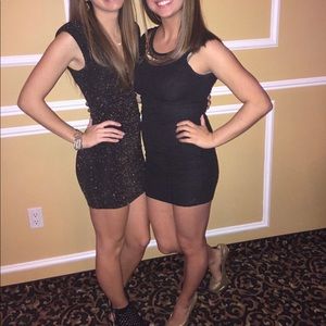 Black and sparkles gold body con dress